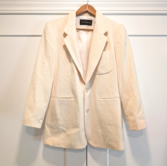 Harris Wallace Jackets & Blazers - HARRIS/WALLACE Women's Merino Wool/ Lambswool Cream Blazer Size 6